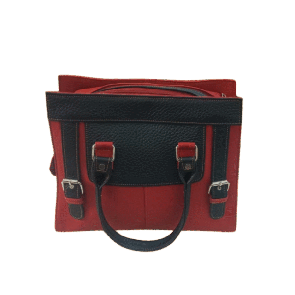 Red Black Ladies Handbag with Dual Zipper