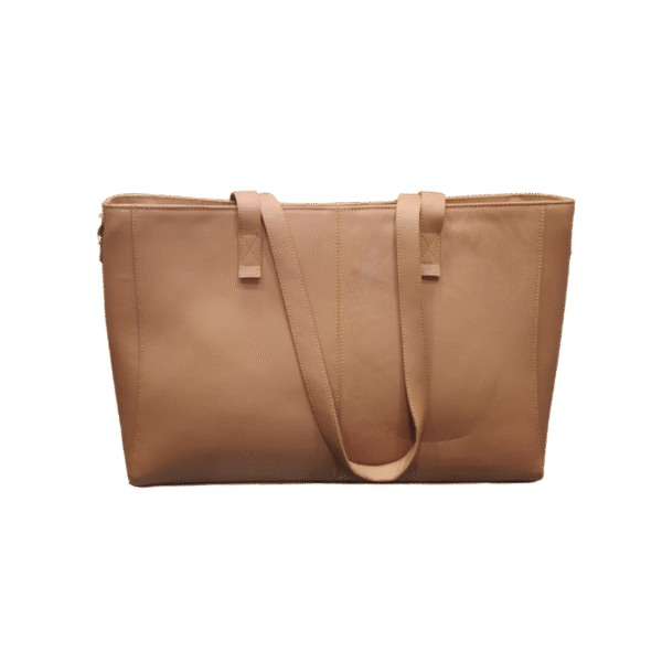 Tan Leather Tote Bag Front View
