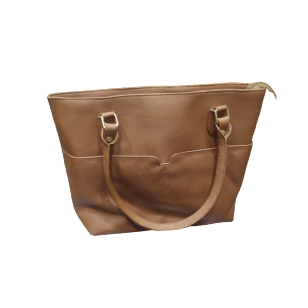 Tan Leather Tote Bag Front View