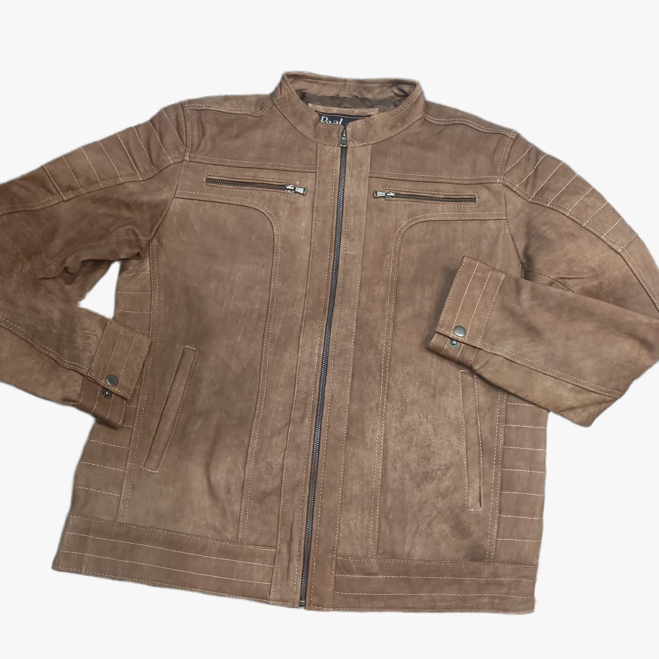 brown biker leather jacket - Image 4