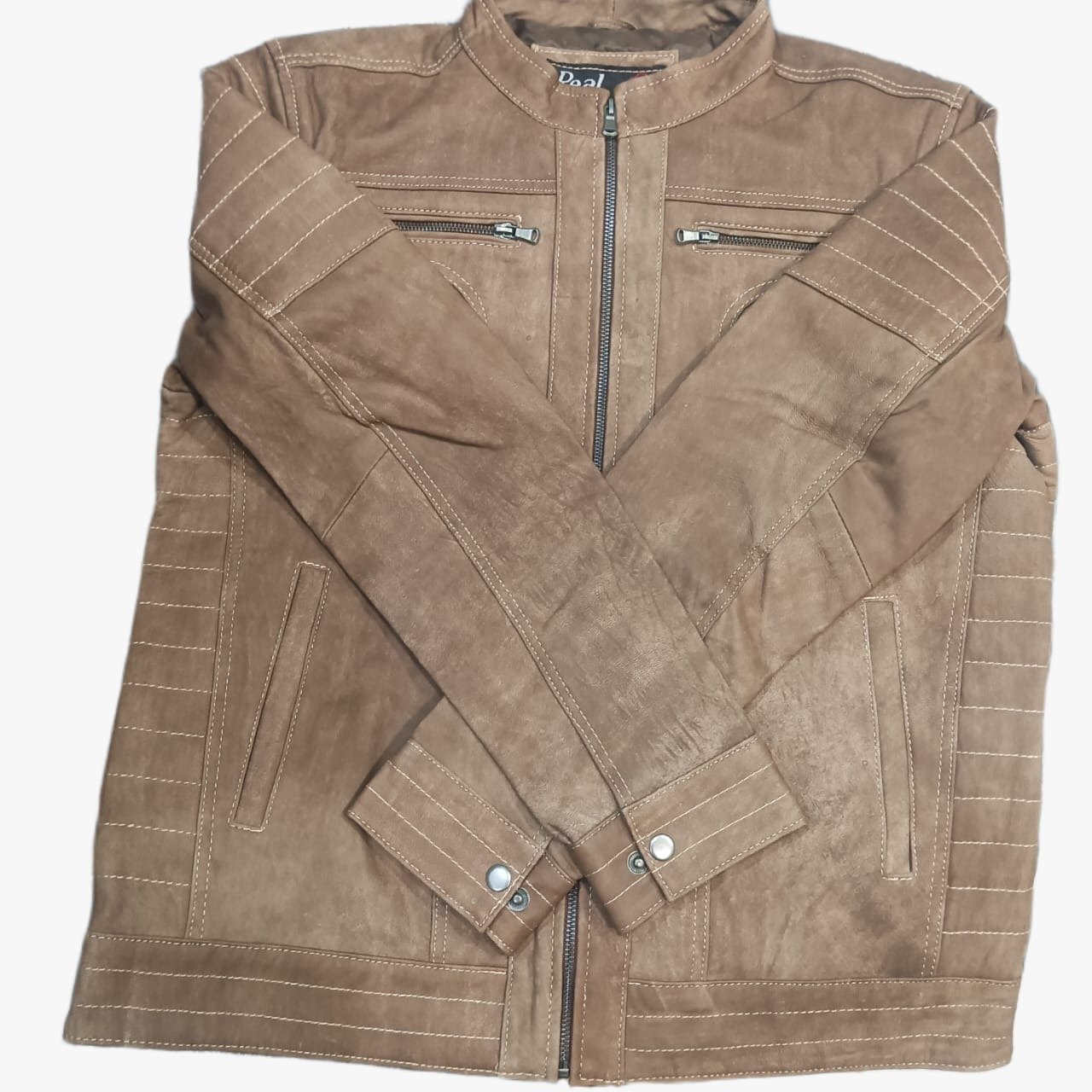 brown biker leather jacket - Image 2